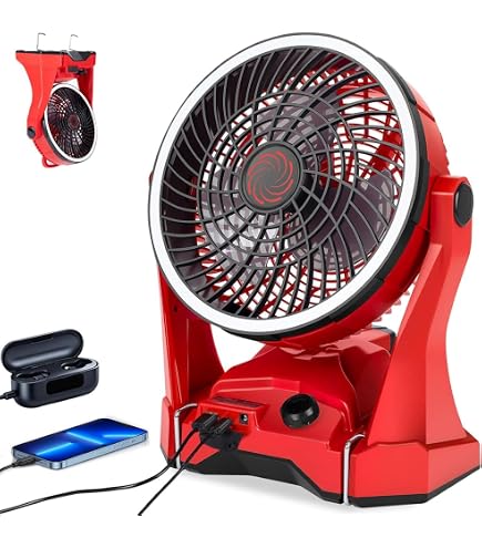 Amazon.co.jp: 充電式ファン羽根径23.5cm青(18/14.4V) AC バッテリ充電